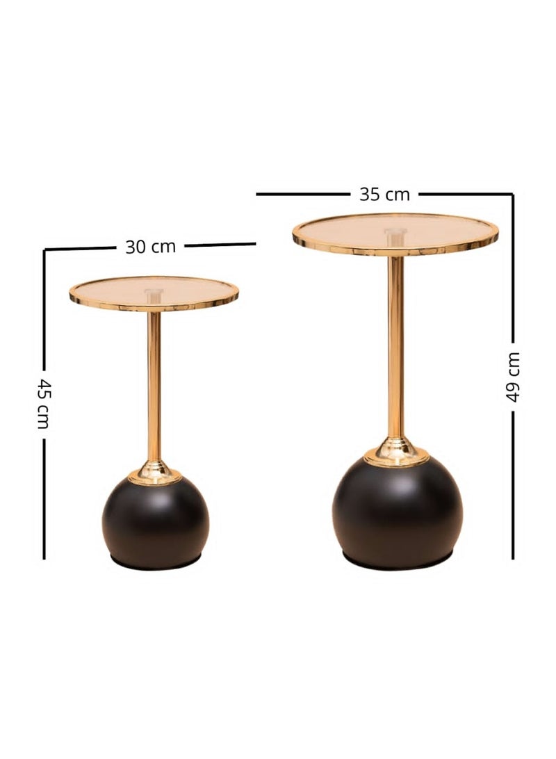 Concent Modern Service Table Set - Ball Base & Luxury Gold Frame (2 Pieces)" - Image 2